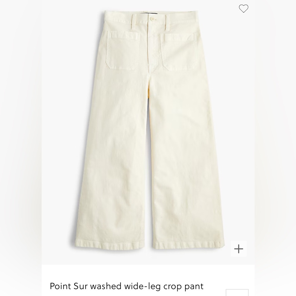 Jcrew + Point Sur cropped wide leg denim, size 20